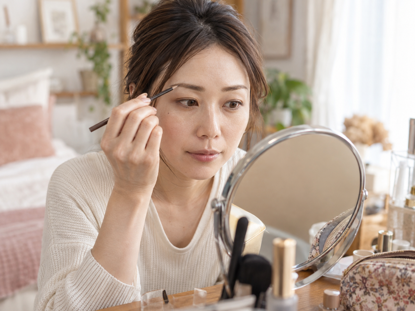眉の左右差や形を気にする女性のイメージ